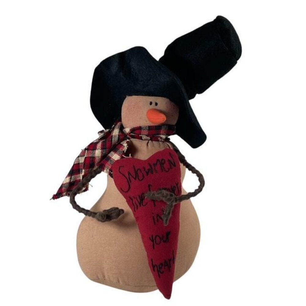 Vintage Honey and Me Snowman with Top Hat and Heart Christmas Decor